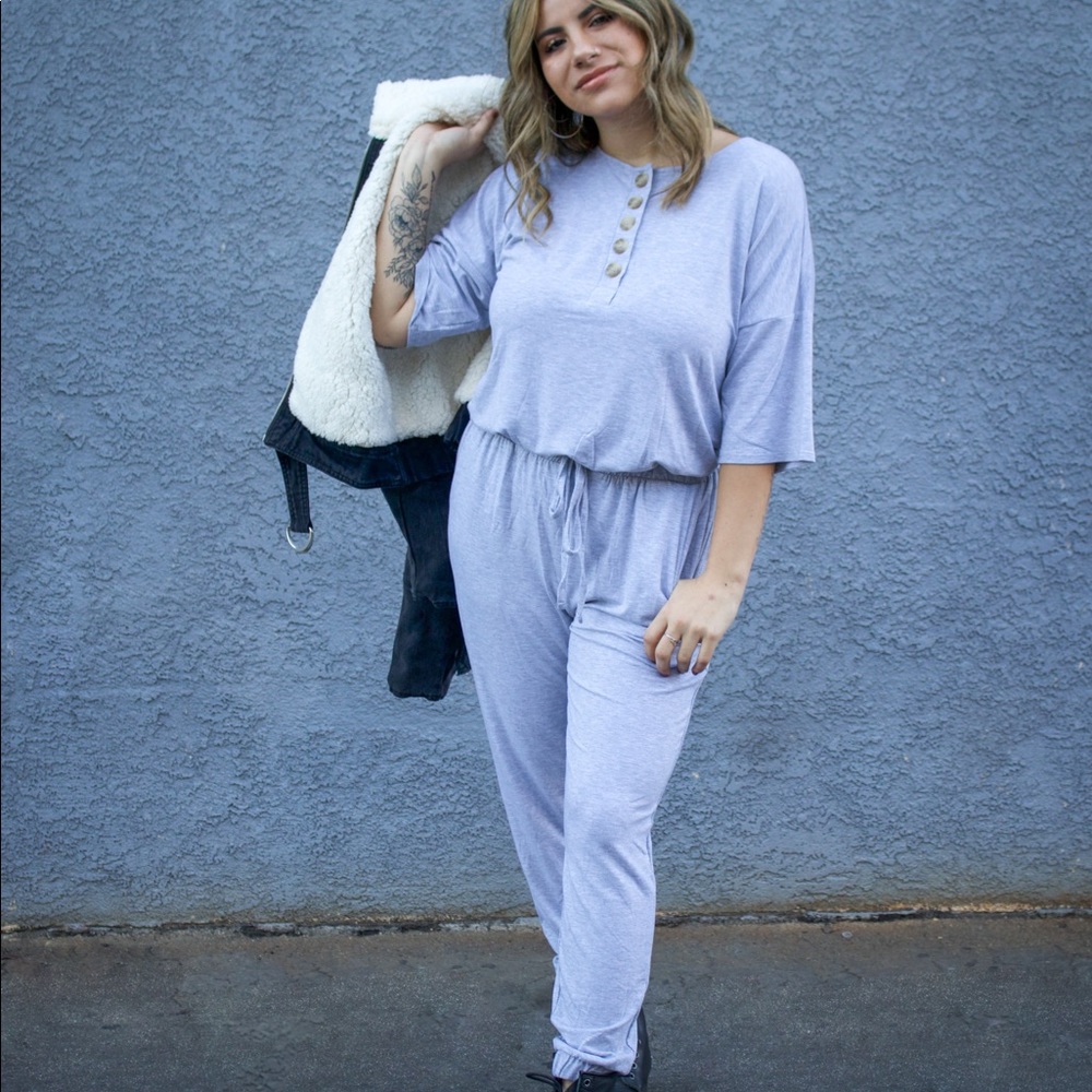 Zoe Jumpsuit in Light Gray (S-XL)